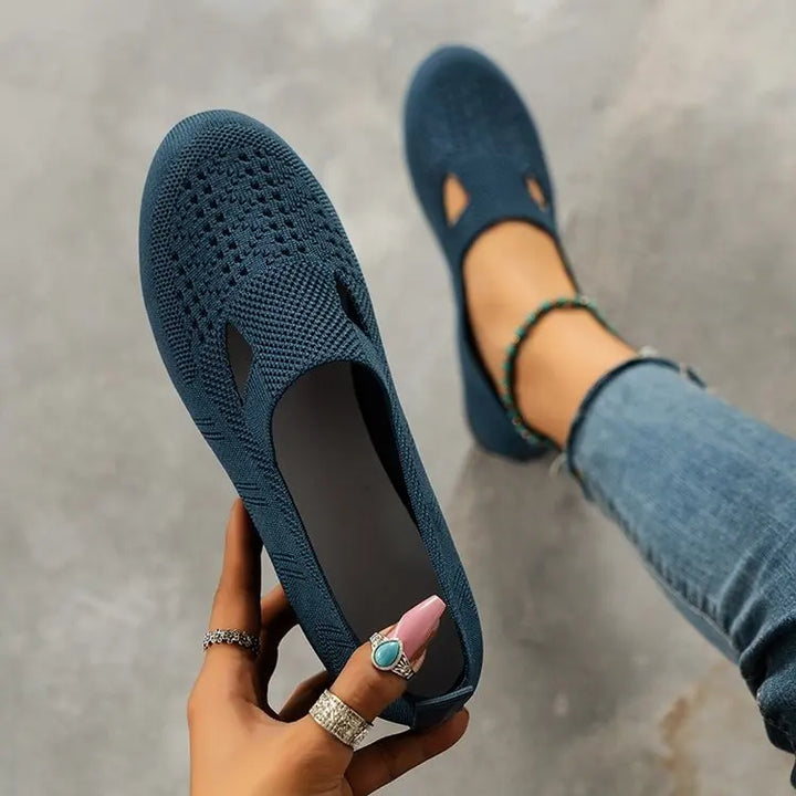 Elegante Ademende Casual Instappers voor Dames met Mesh Ontwerp-Instappers-Calora-Blauw-36-Calora