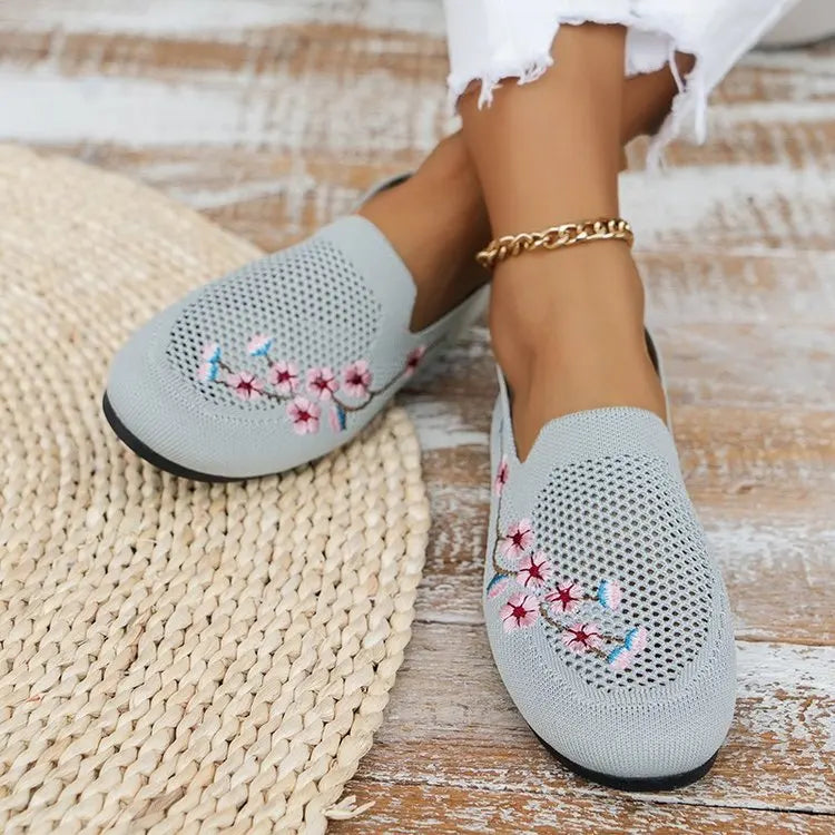 Elegante Ademende Casual Instappers voor Dames met Mesh Ontwerp-Instappers-Calora-Grijs-36-Calora