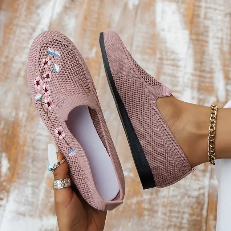 Elegante Ademende Casual Instappers voor Dames met Mesh Ontwerp-Instappers-Calora-Roze-36-Calora