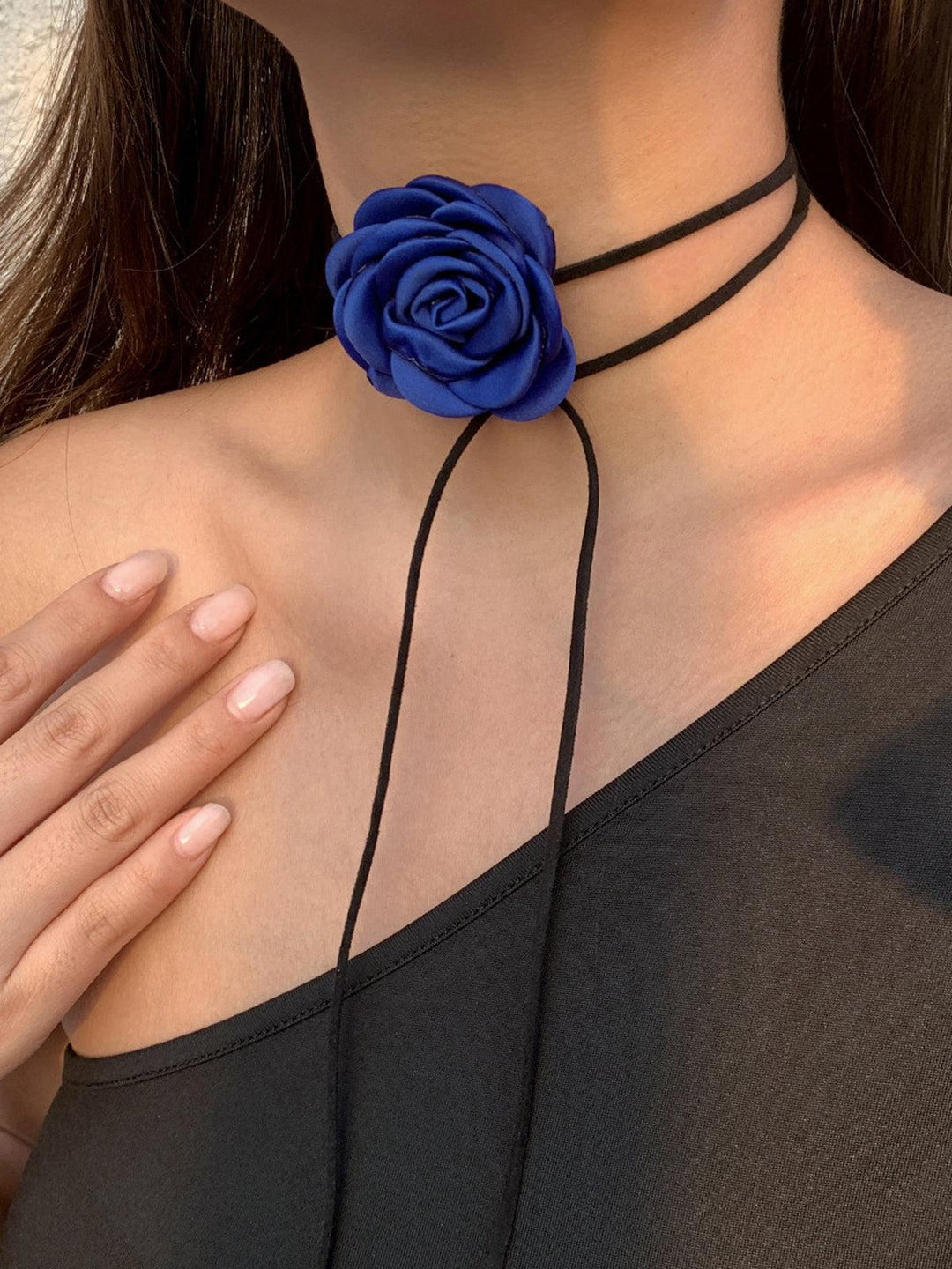Elegante Bloem Choker Ketting-Kettingen-Calora-Zwart-Eén maat-Calora