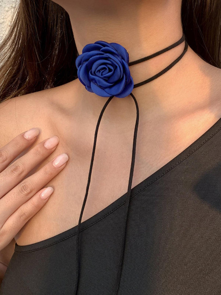 Elegante Bloem Choker Ketting-Kettingen-Calora-Zwart-Eén maat-Calora