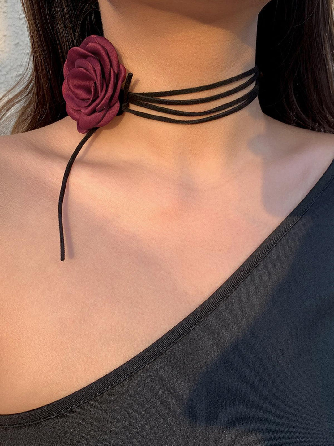 Elegante Bloem Choker Ketting-Kettingen-Calora-Zwart-Eén maat-Calora