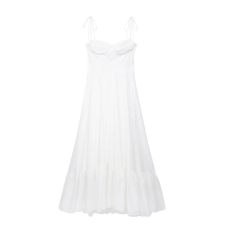 Elegante Dames Lange A Lijn Jurk Met Volants En Rits-Zomer Jurken-Calora-XS-Calora
