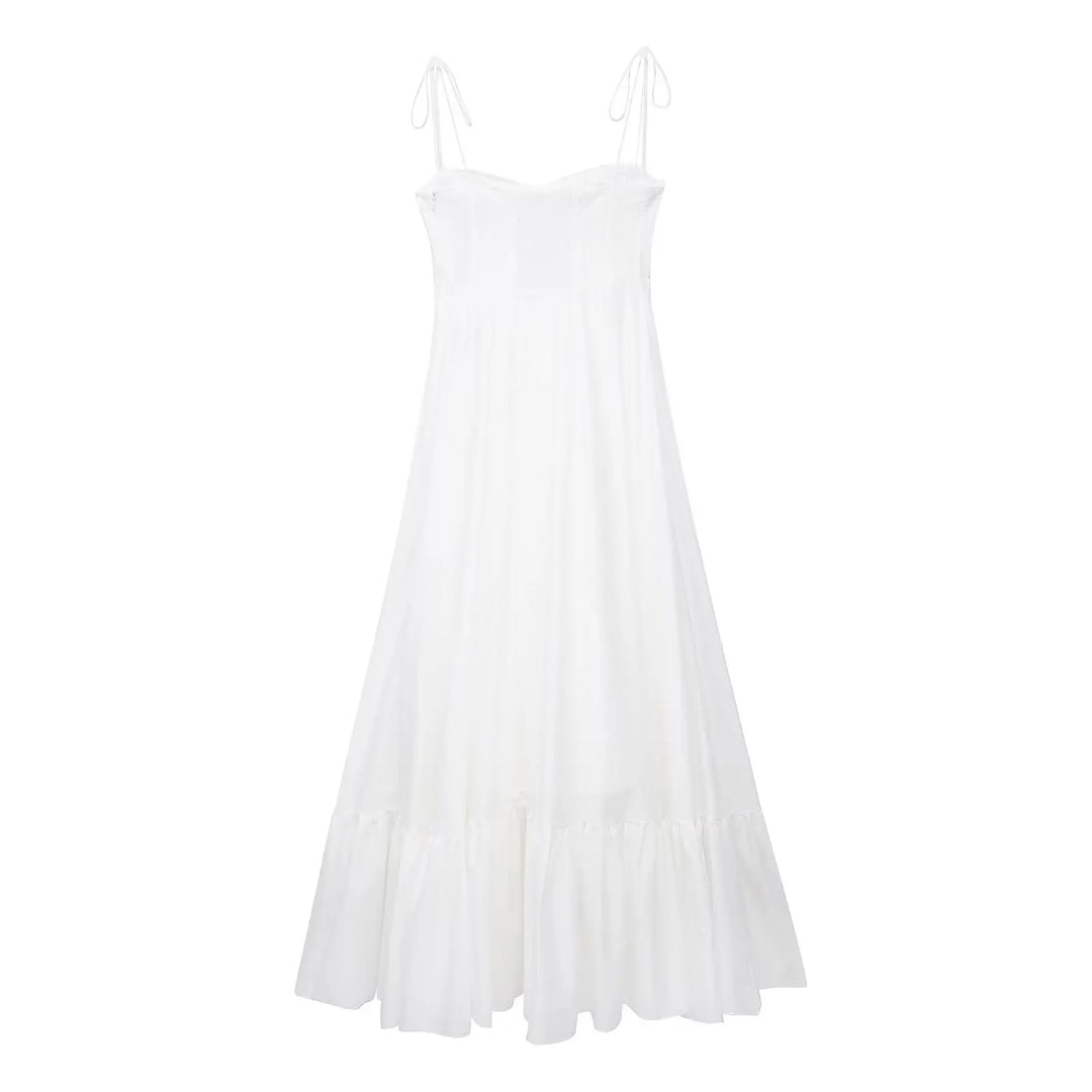 Elegante Dames Lange A Lijn Jurk Met Volants En Rits-Zomer Jurken-Calora-XS-Calora