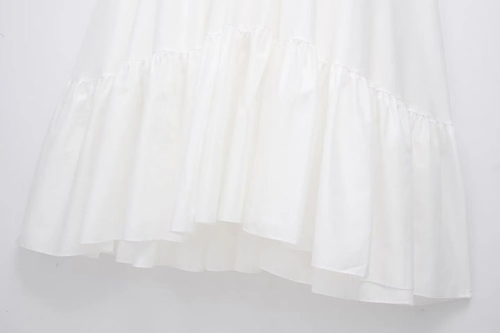 Elegante Dames Lange A Lijn Jurk Met Volants En Rits-Zomer Jurken-Calora-XS-Calora