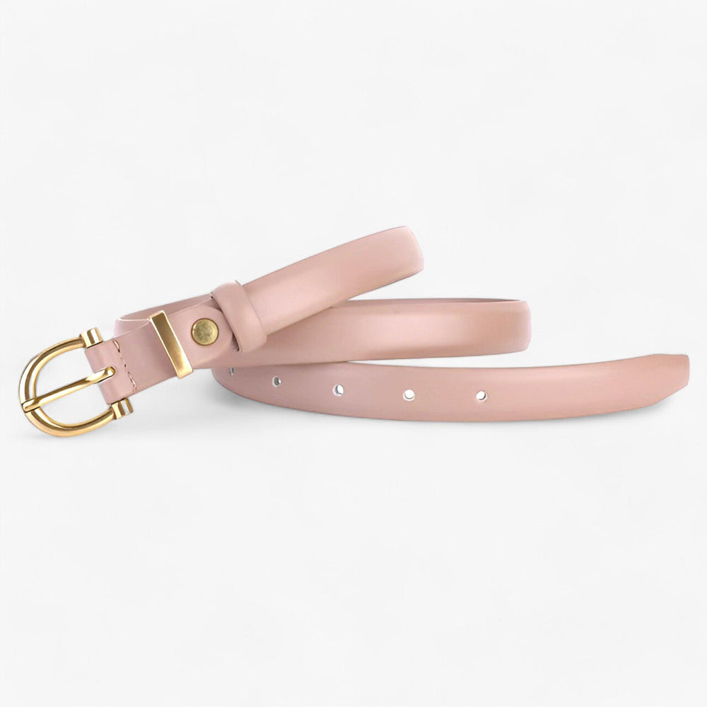 Elegante Effen Leren Riem met Gouden Gesp voor Casual en Formele Outfits-Handtassen-Calora-Abrikoos-95cm-Calora