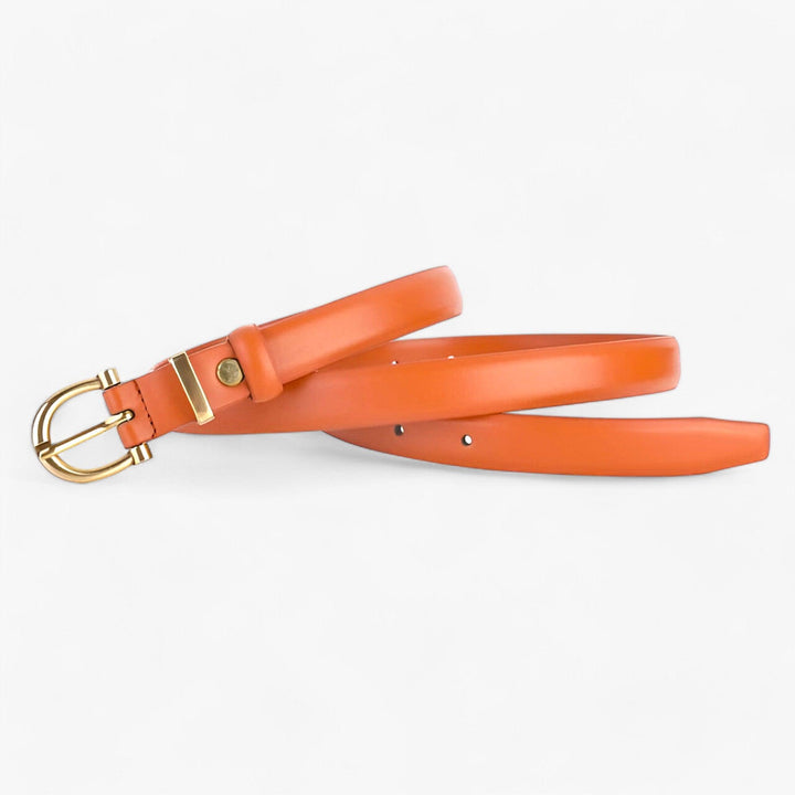 Elegante Effen Leren Riem met Gouden Gesp voor Casual en Formele Outfits-Handtassen-Calora-Bruin-95cm-Calora