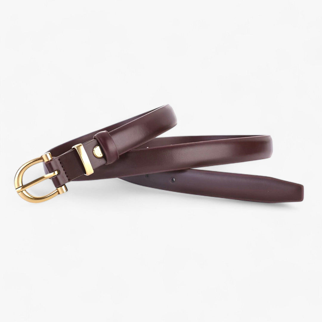 Elegante Effen Leren Riem met Gouden Gesp voor Casual en Formele Outfits-Handtassen-Calora-Koffiekleur-95cm-Calora