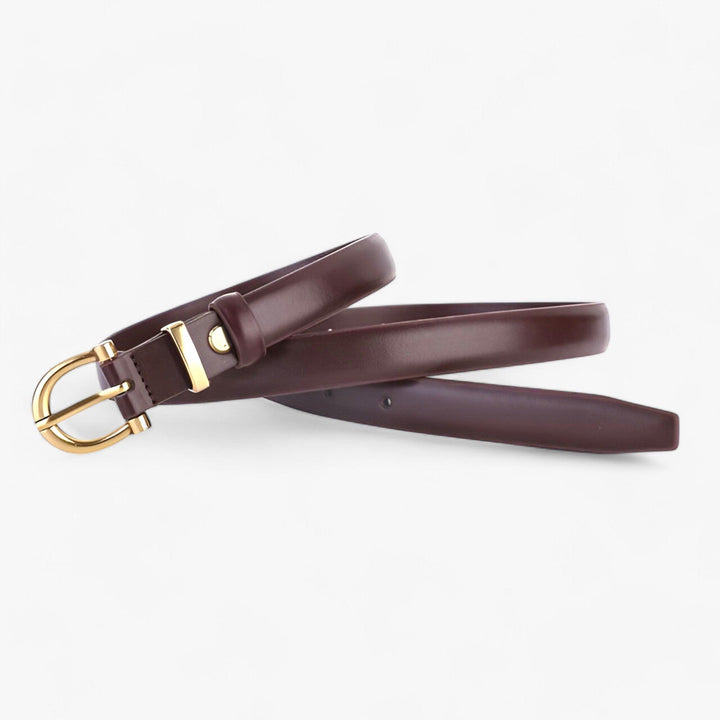 Elegante Effen Leren Riem met Gouden Gesp voor Casual en Formele Outfits-Handtassen-Calora-Koffiekleur-95cm-Calora
