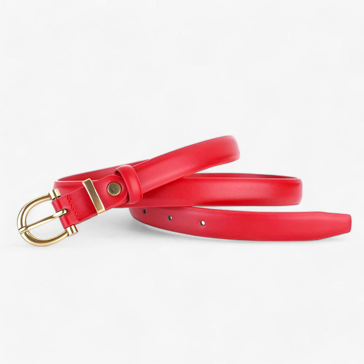 Elegante Effen Leren Riem met Gouden Gesp voor Casual en Formele Outfits-Handtassen-Calora-Rood-95cm-Calora
