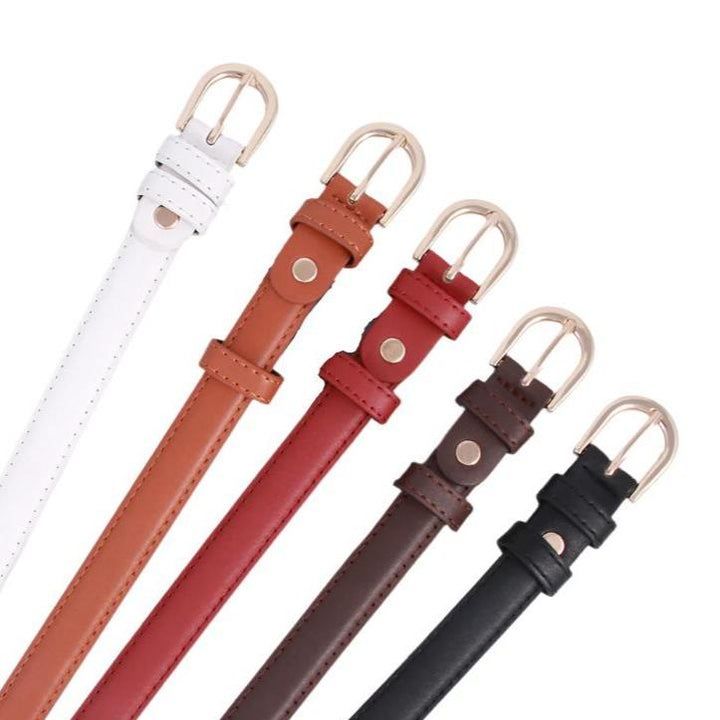Elegante Effen Leren Riem met Gouden Gesp voor Casual en Formele Outfits-Handtassen-Calora-Rood-95cm-Calora