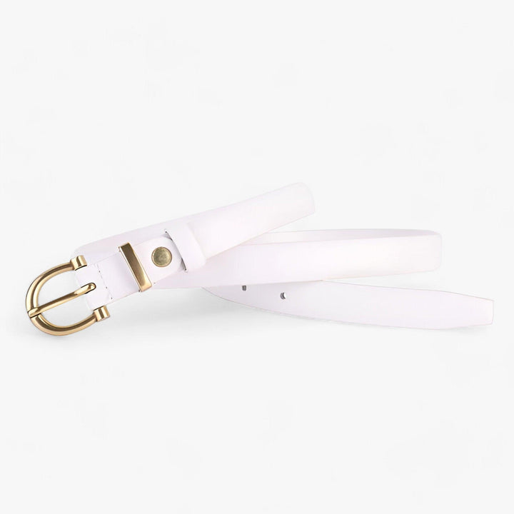 Elegante Effen Leren Riem met Gouden Gesp voor Casual en Formele Outfits-Handtassen-Calora-Wit-95cm-Calora