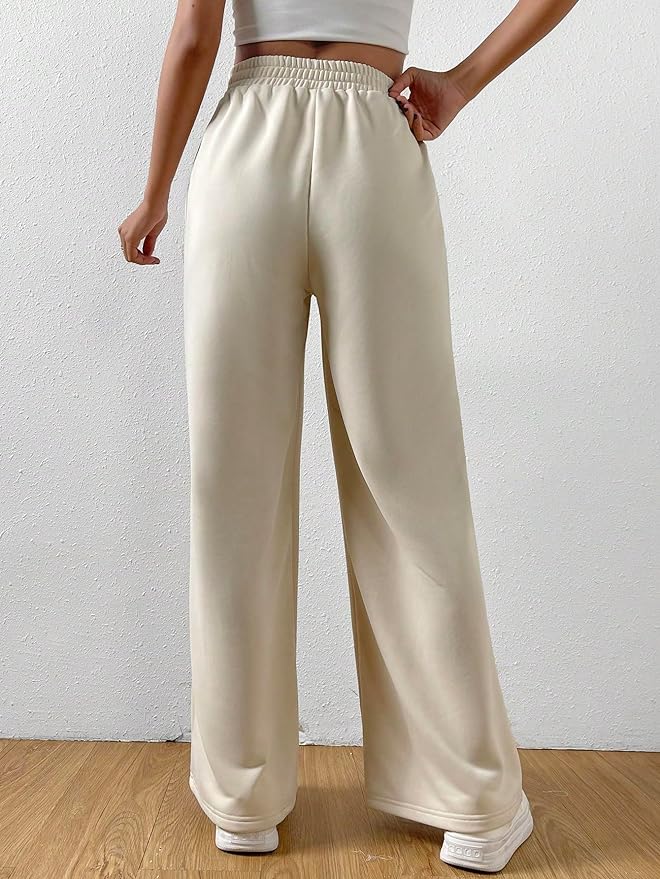 Elegante Elastische tailleband Brede broekspijpen-Wijde Broeken-Calora-Grijs-S-Calora
