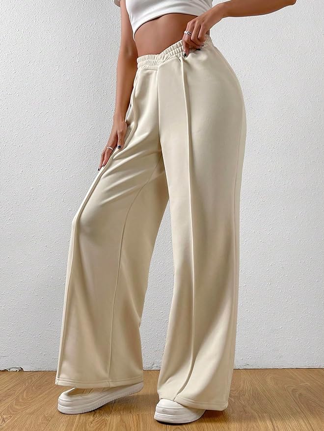 Elegante Elastische tailleband Brede broekspijpen-Wijde Broeken-Calora-Grijs-S-Calora