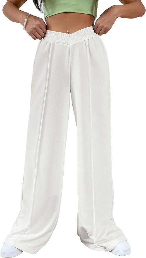 Elegante Elastische tailleband Brede broekspijpen-Wijde Broeken-Calora-Grijs-S-Calora