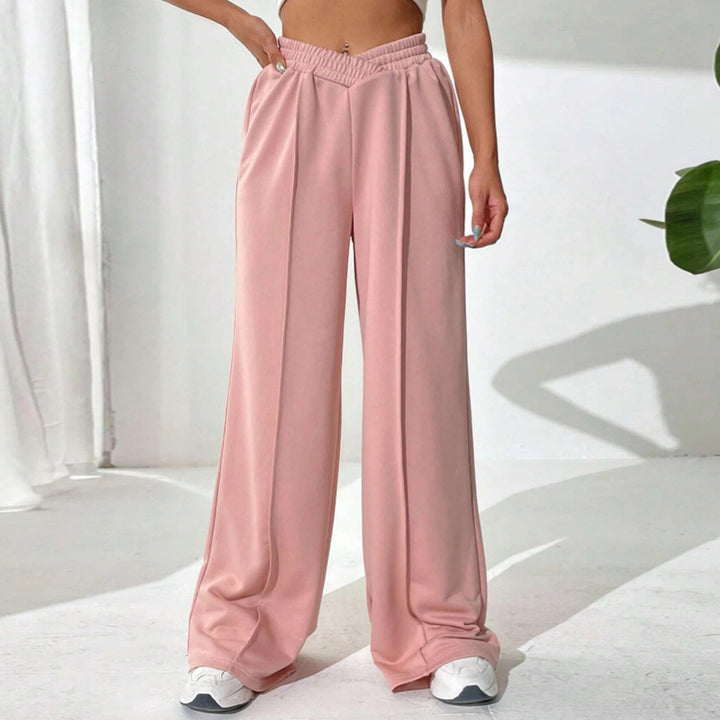 Elegante Elastische tailleband Brede broekspijpen-Wijde Broeken-Calora-Grijs-S-Calora