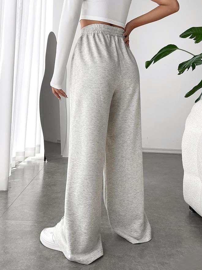 Elegante Elastische tailleband Brede broekspijpen-Wijde Broeken-Calora-Grijs-S-Calora