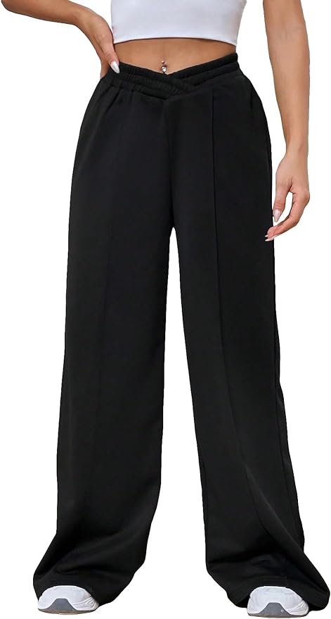 Elegante Elastische tailleband Brede broekspijpen-Wijde Broeken-Calora-Grijs-S-Calora