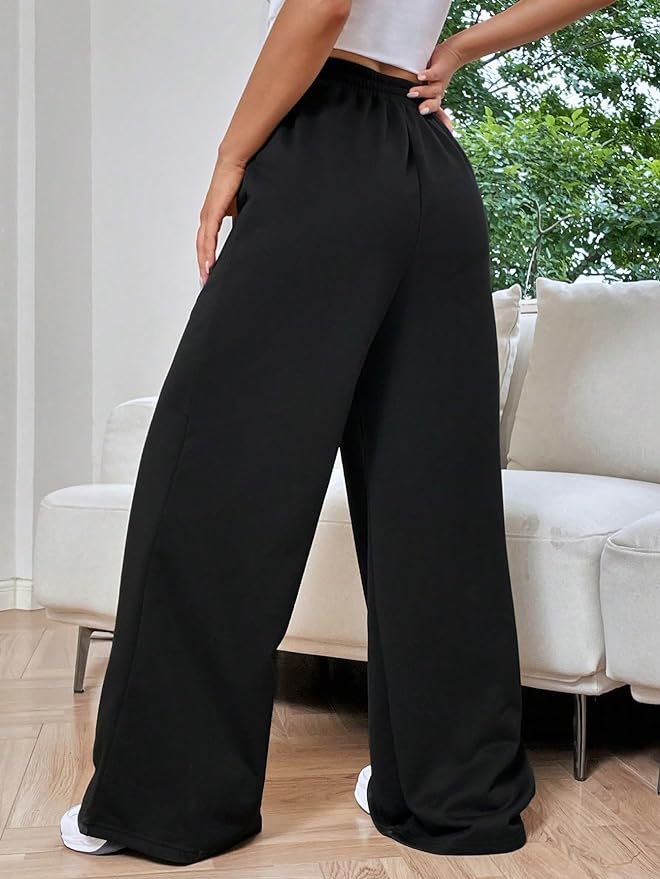 Elegante Elastische tailleband Brede broekspijpen-Wijde Broeken-Calora-Grijs-S-Calora