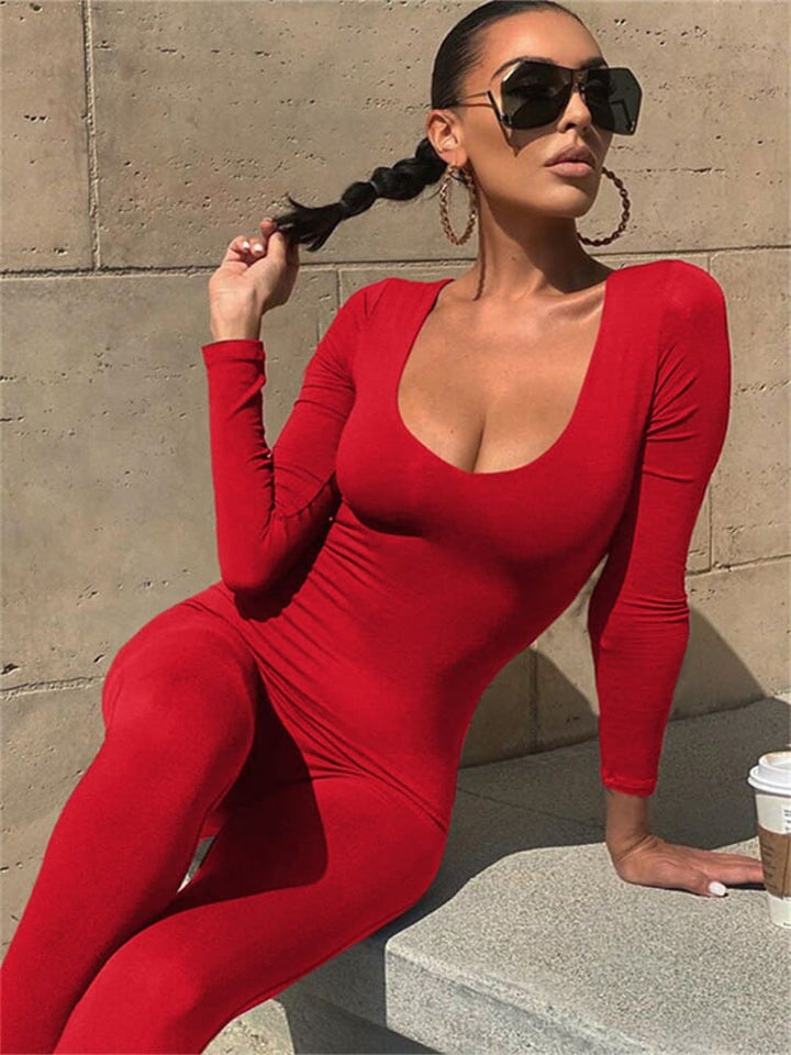 Elegante Flatterende Jumpsuit-Jumpsuits-Calora-Rood-S-Calora