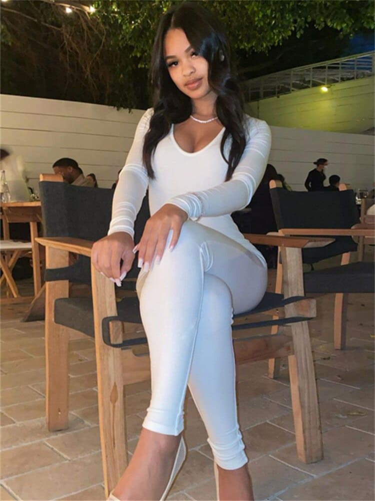 Elegante Flatterende Jumpsuit-Jumpsuits-Calora-Wit-S-Calora