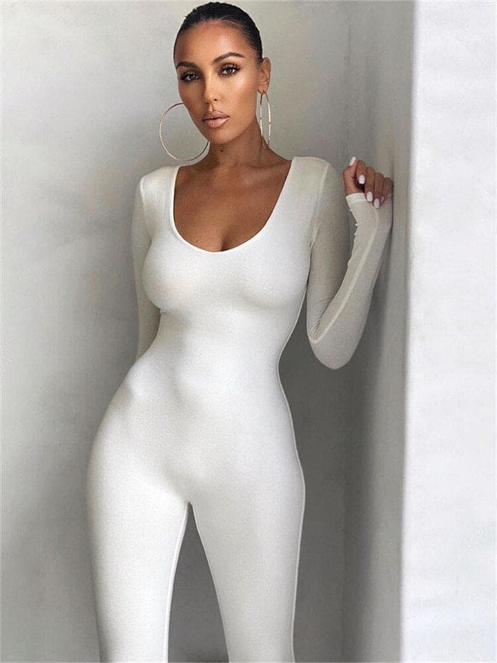Elegante Flatterende Jumpsuit-Jumpsuits-Calora-Wit-S-Calora