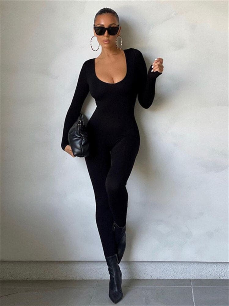 Elegante Flatterende Jumpsuit-Jumpsuits-Calora-Zwart-S-Calora