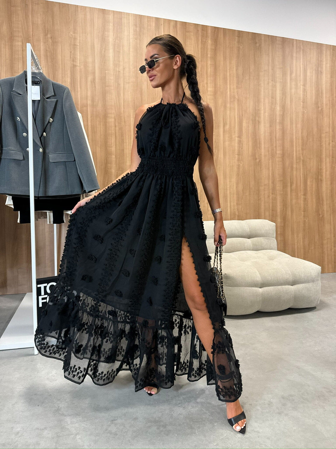 Elegante Flowy Maxi Jurk Met Vrouwelijke Silhouette-Zomer Jurken-Calora-6 - 8 (S)-Calora