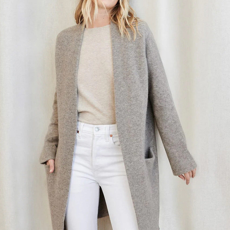 CALORA_ Elegante Gebreide Dames Vest in Effen Kleur voor Herfst en Winter