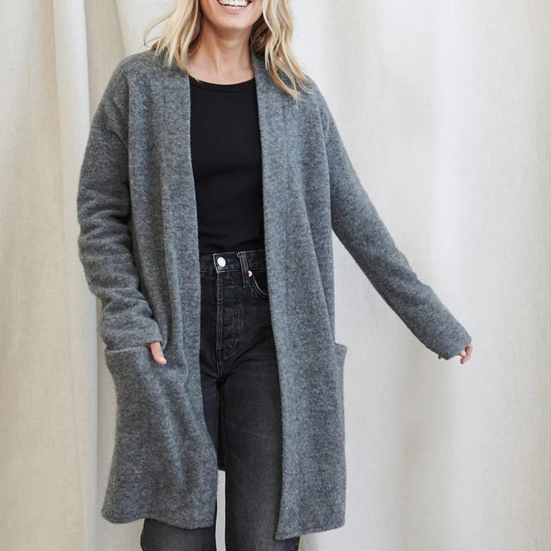 CALORA_ Elegante Gebreide Dames Vest in Effen Kleur voor Herfst en Winter