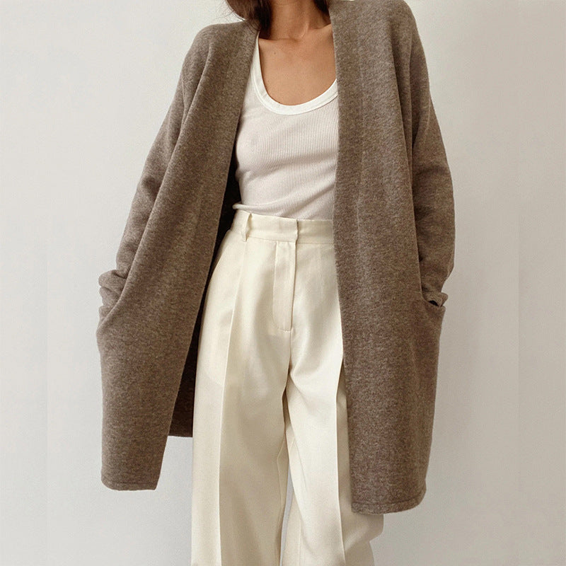 CALORA_ Elegante Gebreide Dames Vest in Effen Kleur voor Herfst en Winter
