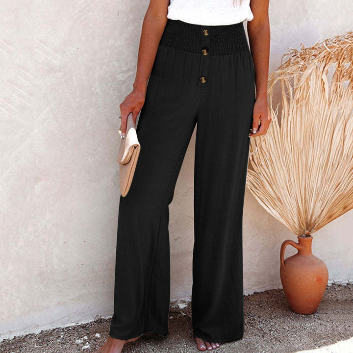 Elegante geknoopte hoge taille broek-Wijde Broeken-Calora-Wit-S-Calora