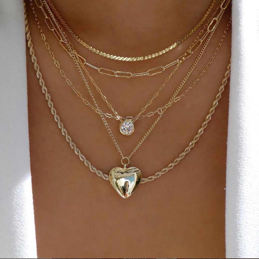 CALORA_ Elegante Gouden Parel Kettingen Set met Kristallen Hangers voor Vrouwen