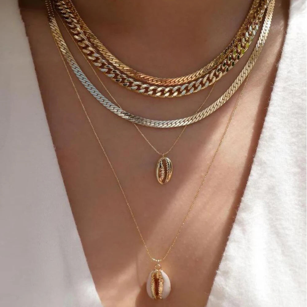CALORA_ Elegante Gouden Parel Kettingen Set met Kristallen Hangers voor Vrouwen