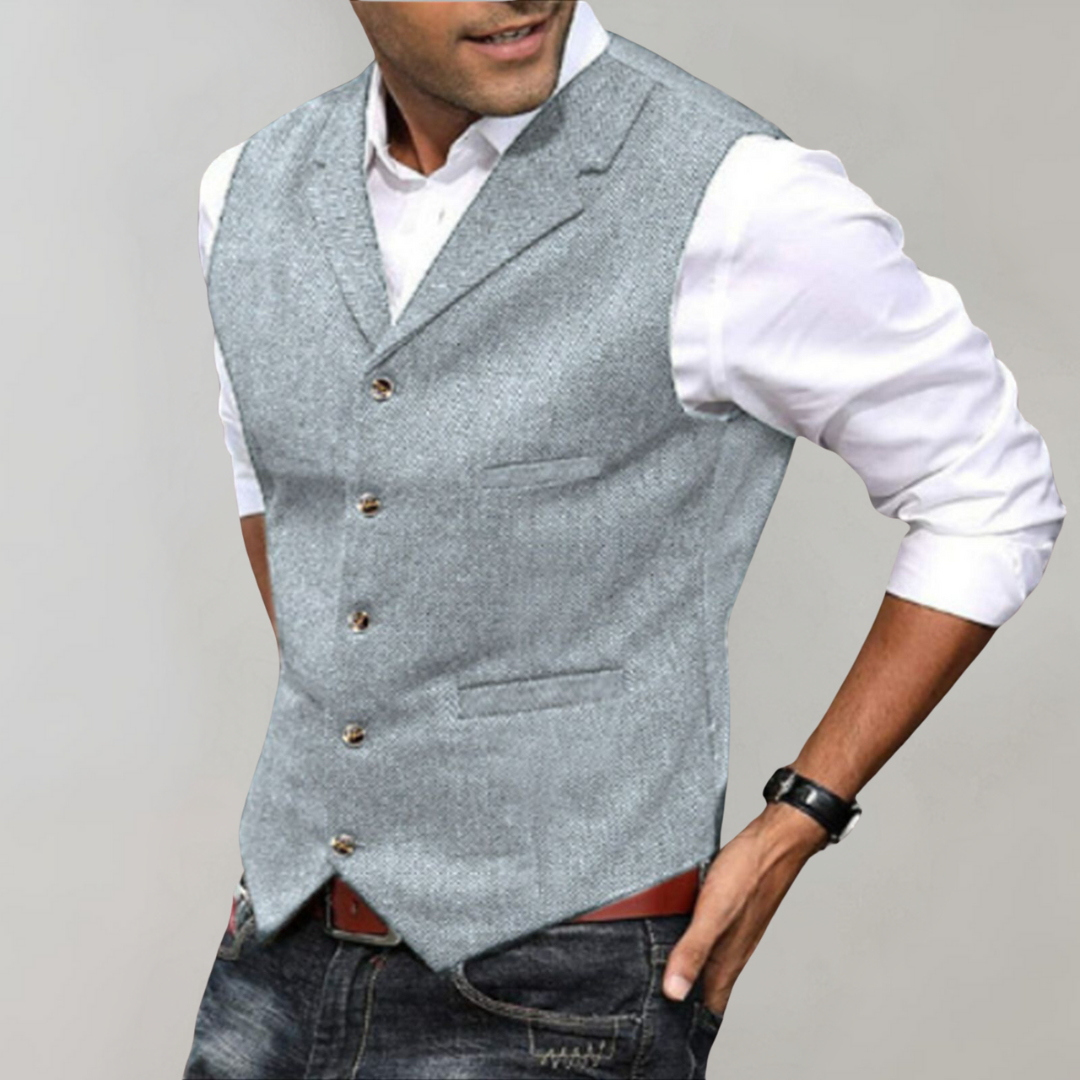 CALORA_ Elegante Heren Gilet in Groen, Bruin, Grijs en Marineblauw