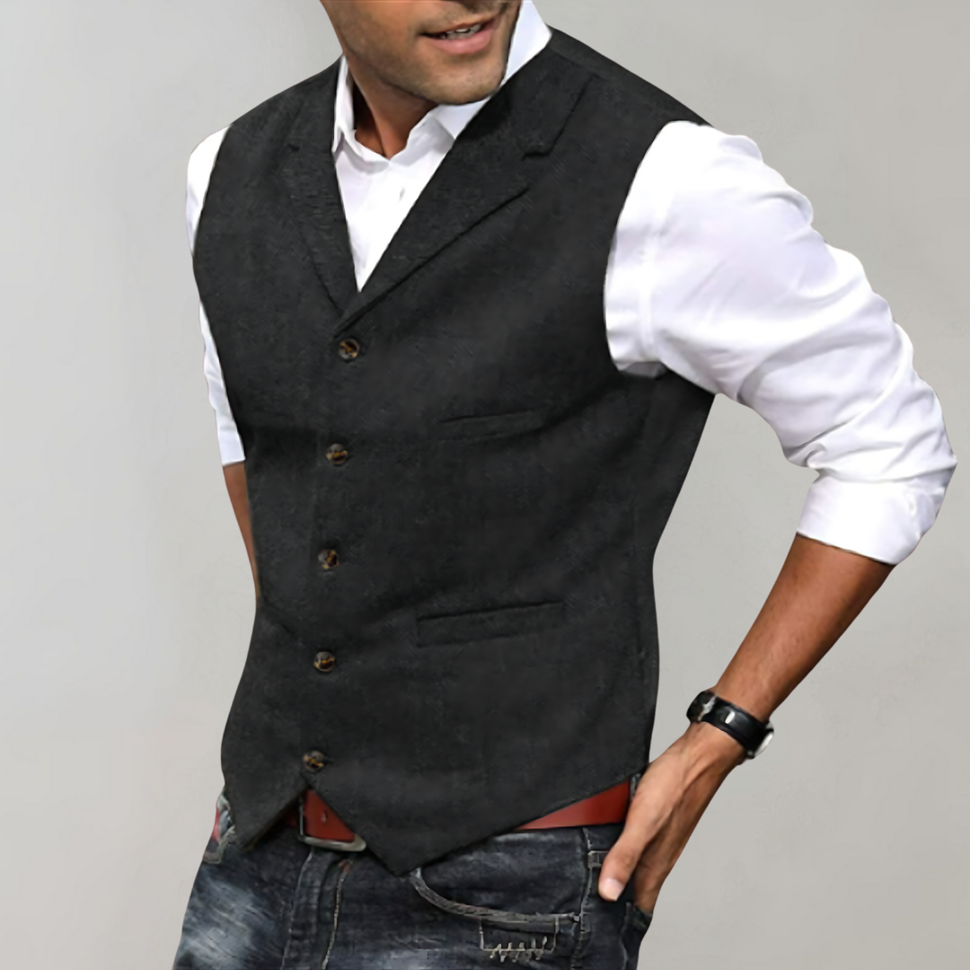 CALORA_ Elegante Heren Gilet in Groen, Bruin, Grijs en Marineblauw