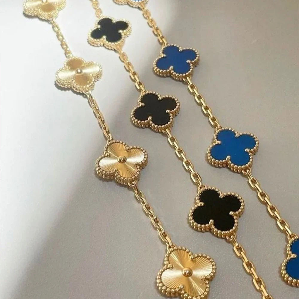 CALORA_ Elegante Hypoallergene Gelukkige Klaver Armband van 14K Verguld Staal