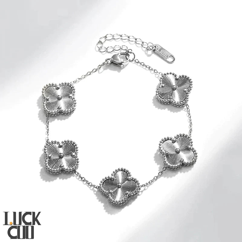 CALORA_ Elegante Hypoallergene Gelukkige Klaver Armband van 14K Verguld Staal