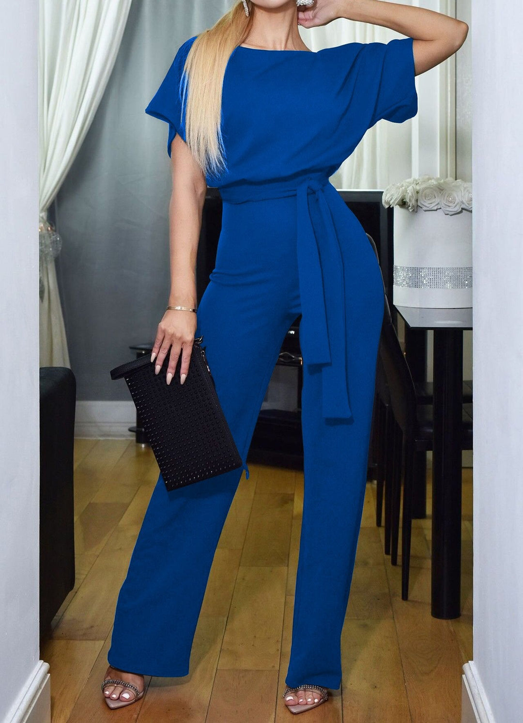 Elegante jumpsuit met riem voor vrouwen-Jumpsuits-Calora-Blauw-S-Calora