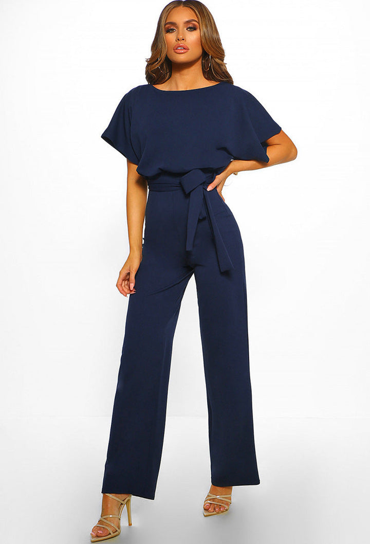Elegante jumpsuit met riem voor vrouwen-Jumpsuits-Calora-Donkerblauw-S-Calora
