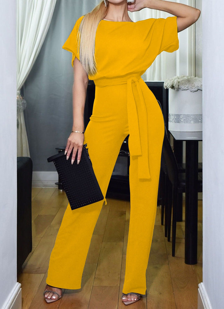 Elegante jumpsuit met riem voor vrouwen-Jumpsuits-Calora-Geel-S-Calora