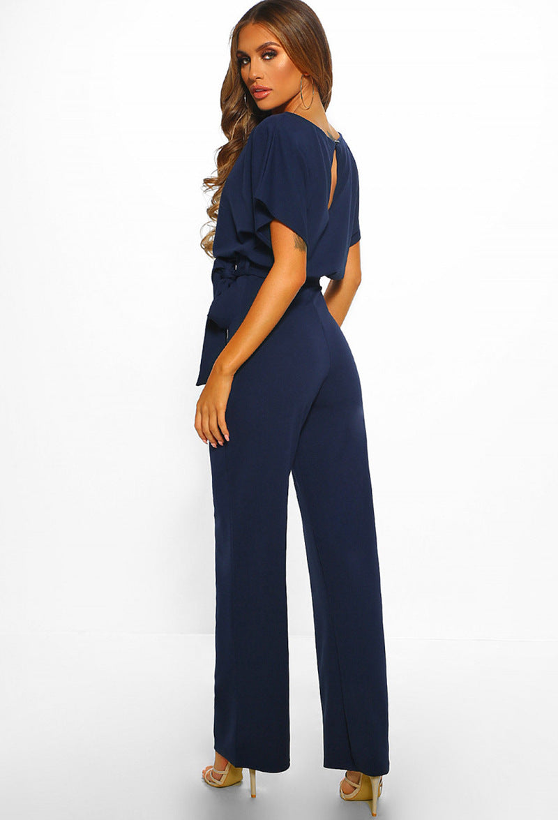 Elegante jumpsuit met riem voor vrouwen-Jumpsuits-Calora-Roze-S-Calora