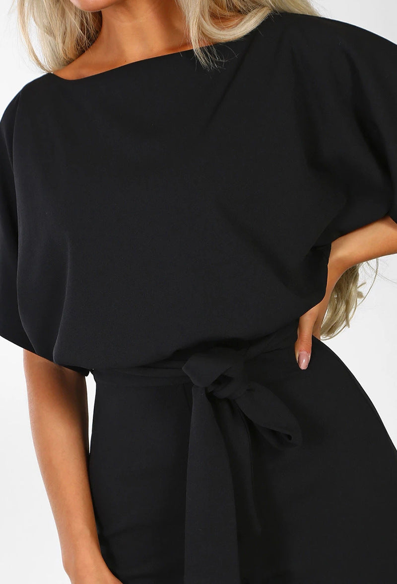 Elegante jumpsuit met riem voor vrouwen-Jumpsuits-Calora-Roze-S-Calora