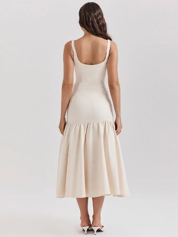 Elegante Lange Jurk Met Ruches En Smalle Spaghettibandjes-Feest Jurken-Calora-Zwart-S-Calora