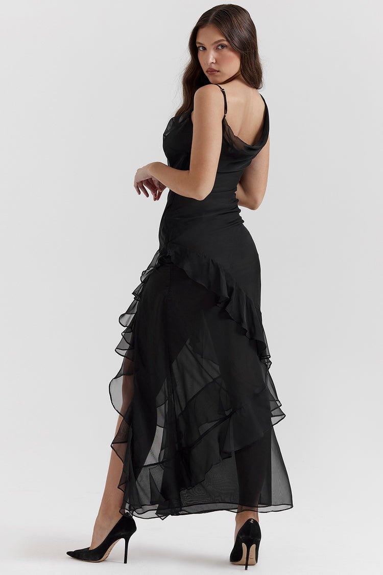 Elegante Lange Jurk Met Ruches Romantische Feestjurk-Zomer Jurken-Calora-Rood-S-Calora