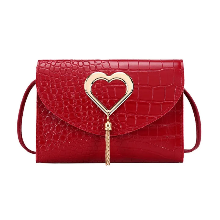 Elegante Leren Handtas met Hart detail-Handtassen-Calora-Rood-Calora