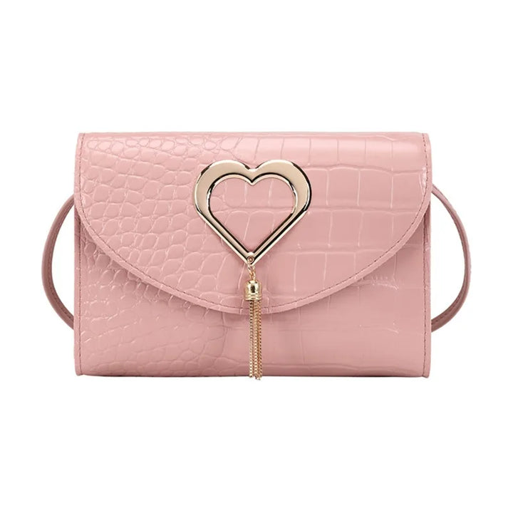 Elegante Leren Handtas met Hart detail-Handtassen-Calora-Roze-Calora