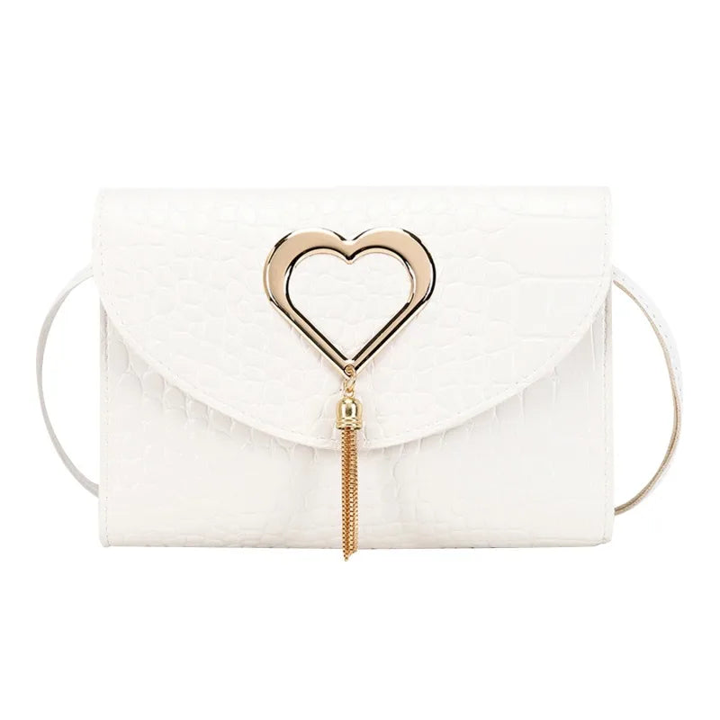 Elegante Leren Handtas met Hart detail-Handtassen-Calora-Wit-Calora