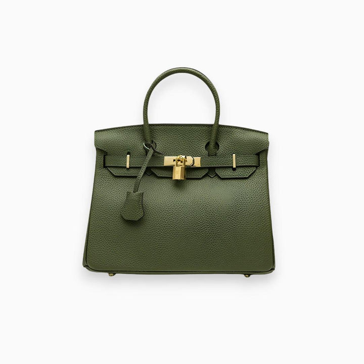 Elegante Leren Handtas met Litchi-patroon-Handtassen-Calora-Grijs-Calora