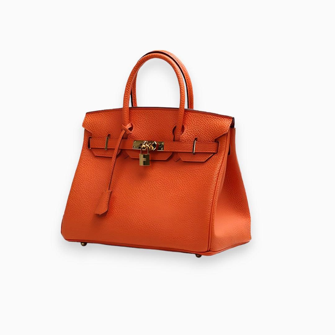Elegante Leren Handtas met Litchi-patroon-Handtassen-Calora-Grijs-Calora
